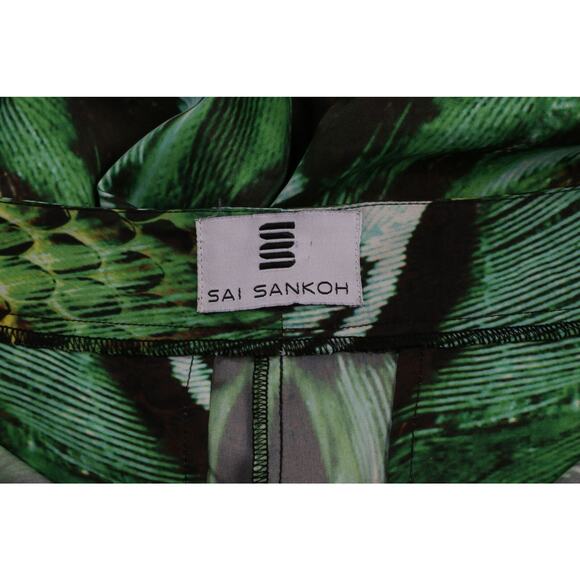 SAI SANKOH Green Tropical Print Wide Leg Trousers Pants Size S - Picture 11 of 11